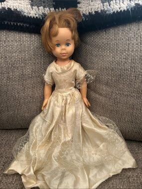 Vintage 1964 Mattel Doll in Cream Lace Gown